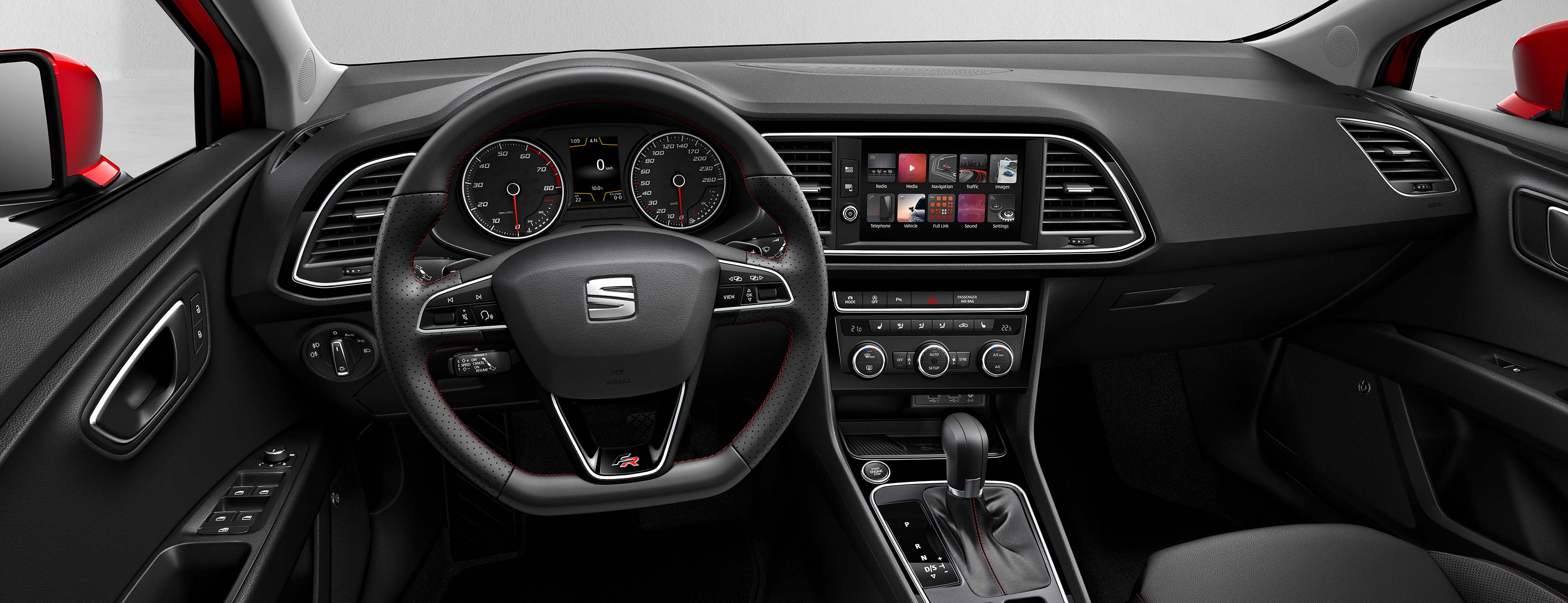 SEAT Leon interior design dashboard steering wheel